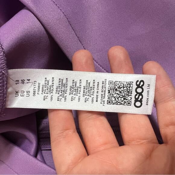 NWT ASOS Bow Strap Back A Line Mini Dress lilac Sz 14 - Picture 5 of 9
